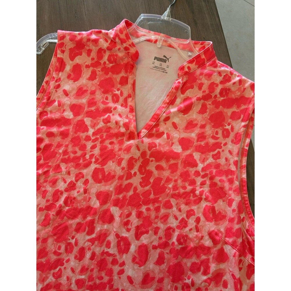 Puma Golf Sleeveless Polo Shirt Animal Print Performance Top Sz XXL